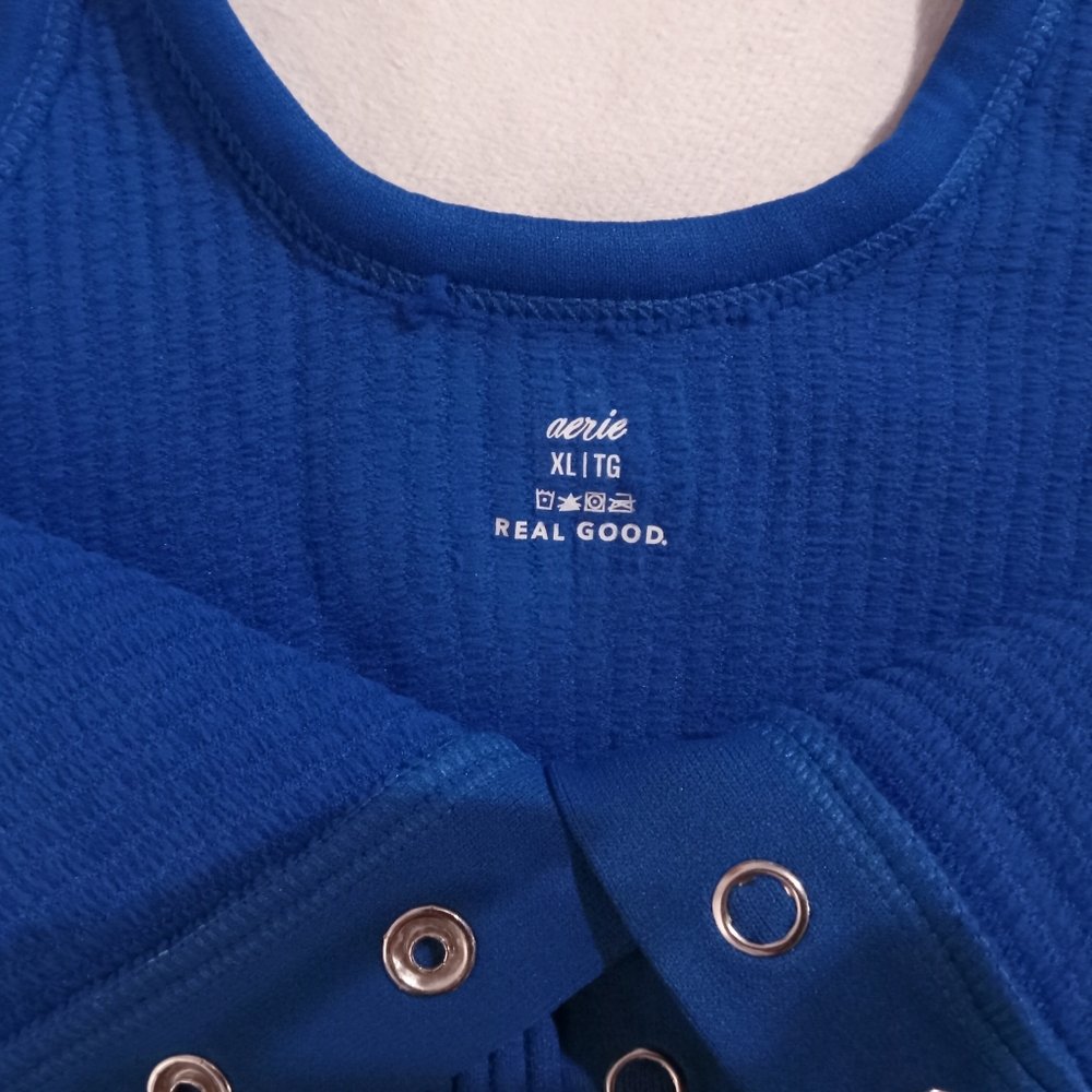 AERIE Longline Seamless Royal Blue Bralette - Picture 9 of 14